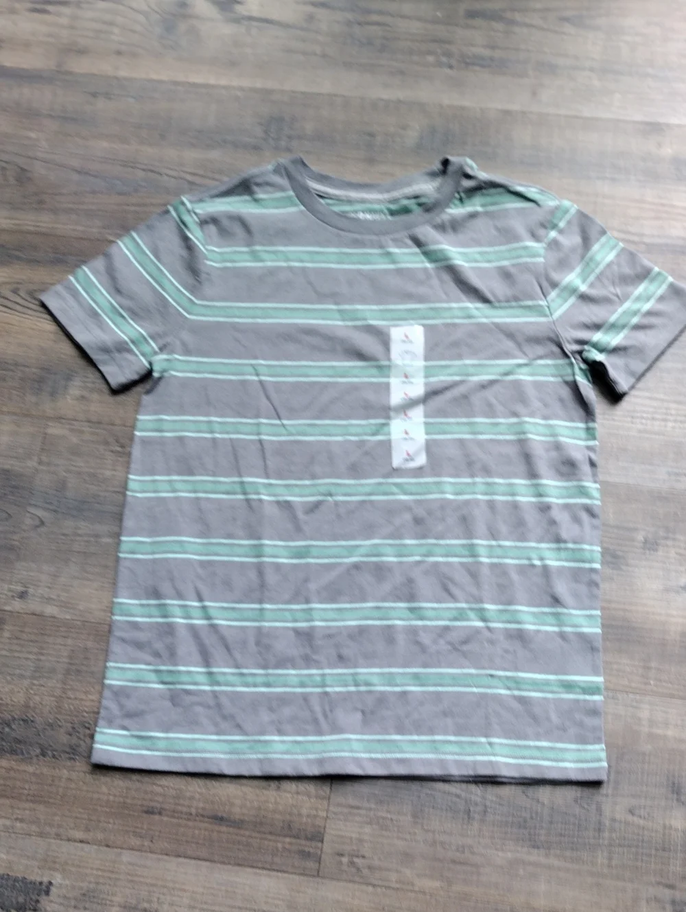 Old Navy Gray Tee with Mint Green Stripes
